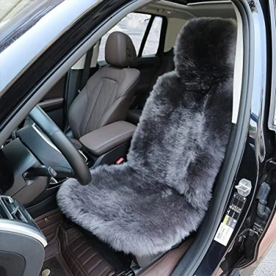 Afbeelding van Autostoelhoes van echt schapenvacht, autostoelbescherming bont, voor voorstoelen, auto, universeel (één stuk)