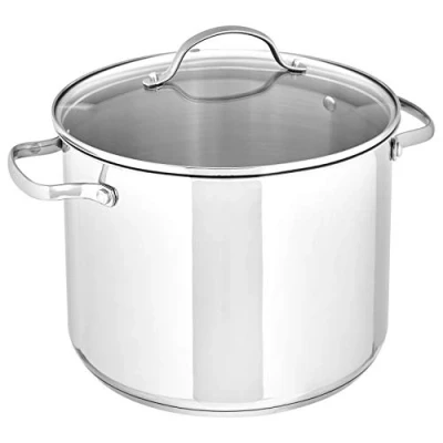 Afbeelding van AmazonBasics Kookpan van roestvrij staal met deksel, 7,5 l, zilverkleurig