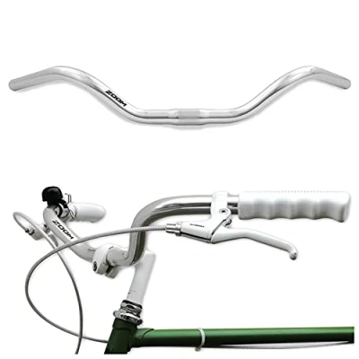 Afbeelding van Ergonomisch stadsfietsstuur voor dames en heren, van zilverkleurig aluminium, retro stuur, Nederlandse stadsfiets, cruiser fiets, strandfiets, zilver, groot
