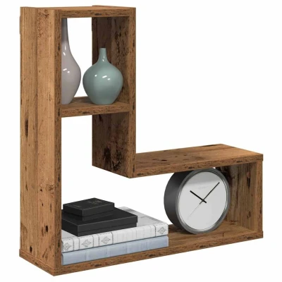 Afbeelding van vidaXL Wandschappen kubus 2 st 50x15x50 cm bewerkt hout oud houtkleur