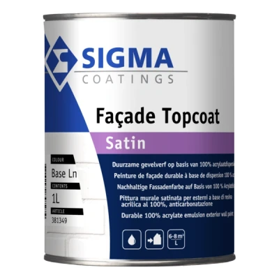Afbeelding van Sigma Façade Topcoat Satin 1 liter Muurverven