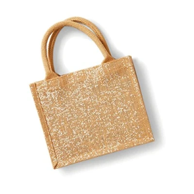 Afbeelding van Westford Mill Shimmer Jute Mini Gift Bag WM431 Natural Gold
