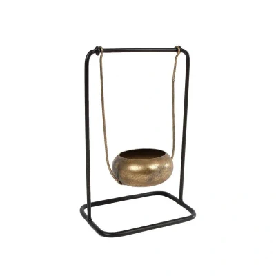 Afbeelding van Gifts Amsterdam Theelichthouder &quot;Kyan S&quot; zwart/goud