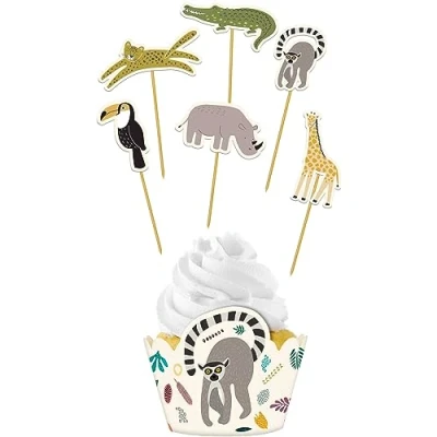 Afbeelding van Zoo Party Cupcake Decoratie Set 6 sets