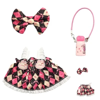 Afbeelding van Gxlaihly Labubu Popmart pluchen sleutelhanger, pluche dier Labubu, cadeau voor jongens en meisjes, Roze rok (zonder speelgoed), L