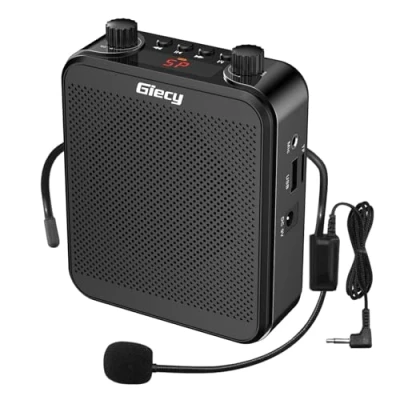Afbeelding van Giecy Blutooth Draagbare stemversterker, 30 W, met 7,4 V/2800 mAh lithiumbatterij en microfoonhoofdtelefoon, oplaadbare mini stemversterker voor trainers, leraren, gidsen