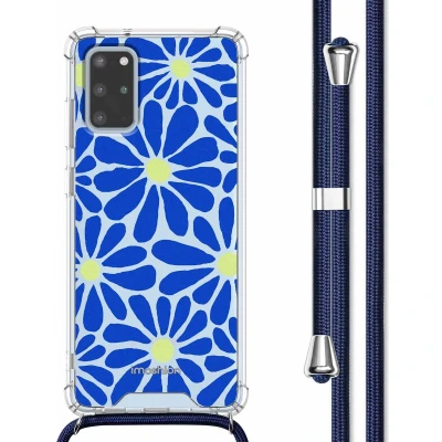 Afbeelding van imoshion Hoesje Geschikt voor Samsung Galaxy S20 Plus met Koord Design Meerkleurig / Cobalt Blue Flowers Connect