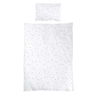 Image de roba Parure de Lit Bébé Réversible Sternenzauber gris 2 Pièces 100% Coton Housse Couette 100 x 135 cm + Taie d&#039;Oreiller 40 60 Imprimée Étoiles et Lune