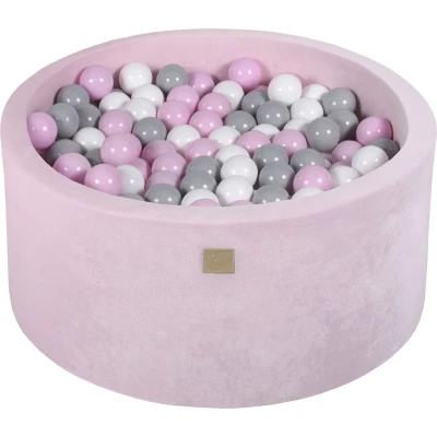Afbeelding van Ballenbak VELVET Poeder Roze 90x40 incl. 300 ballen Pastel Roze, Grijs, Wit