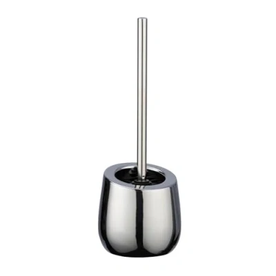 Afbeelding van WENKO Toiletborstel Badi Chroom keramiek Toiletborstelhouder met siliconen borstelharen en randborstel, Keramiek, 13,5 x 38 cm,