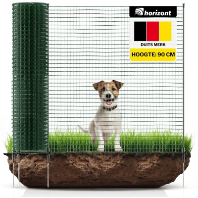 Afbeelding van horizont FIX Begrenzingshek, 15 m lang en 90 cm hoog, 9 haringen, tuinnet, ideaal voor op de camping