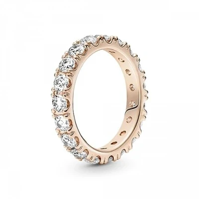 Afbeelding van Pandora Timeless Eternity Rang glinsterende ring van 14 karaat roségoud verguld metaal met transparante zirkonia, maat 52, Sterling zilver, Zirkonia