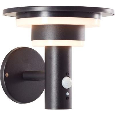 Afbeelding van Brilliant Garvina G40405/06 Wandlamp op zonne energie met bewegingsmelder 3 W Warmwit Zwart