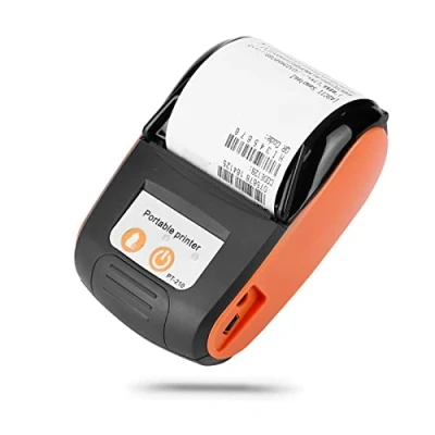 Afbeelding van 58 mm draadloze thermische ontvangstprinter, mini draagbare bluetooth printer met hoge snelheidsprint, mobiele POS voor Android, iOS en Windows (oranje)