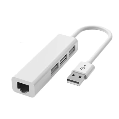 Afbeelding van Adapter USB A naar 3 x en RJ45 Ethernet LAN Hub Kabel Mac Netwerk voor laptop, PC, MacBook