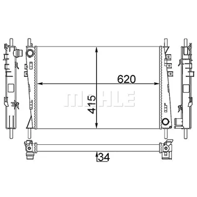 Afbeelding van MAHLE ORIGINAL CR 1348 000S Radiateur 620 415 34 Koelribben mechanisch gelast