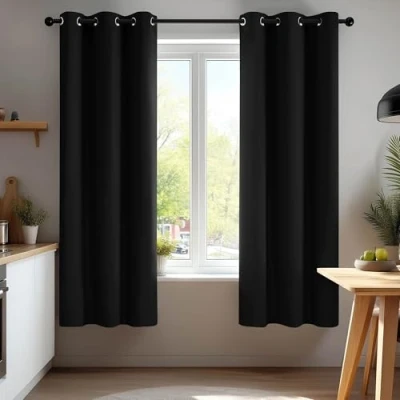 Afbeelding van Deconovo warmte isolerende verduisterende gordijnen, gordijnen voor de slaapkamer van jongens, modern ontwerp met oogjes, 107x160 CM (breedte x hoogte), Halloween Black, 2 stuks