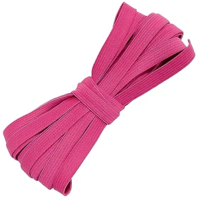 Afbeelding van AERZETIX C67529 Platte elastische band gevlochten 5 meter breedte 10 mm polyester + latex glitterroze kleur