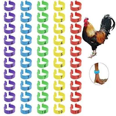 Afbeelding van YANGWEN Set van 50 genummerde clip on ringen voor kippenpoten, eend, gans (16 mm)