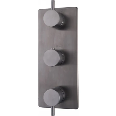 Afbeelding van Caral afbouwdeel inbouwthermostaat 3 weg gunmetal
