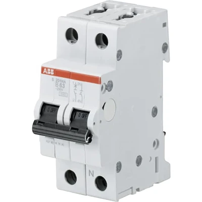 Afbeelding van ABB installatieautomaat 1P+N 16A B karakteristiek 2 modules