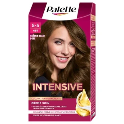 Afbeelding van Schwarzkopf Palette Permanente haarkleuring, verzorgingscrème, 100% grijsdekking, houdt 8 weken, lichtbruin goud 655, 1 stuk