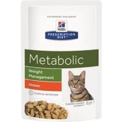 Afbeelding van 12x85g Metabolic Feline Pouches Chicken Hill&#039;s Prescription Diet Kattenvoer