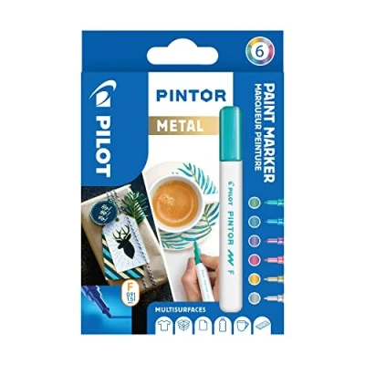 Afbeelding van Verfstift Pilot Pintor metallic 1.0mm ass etui à 6 stuks assorti