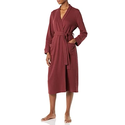 Image de Amazon Essentials Peignoir long, léger gaufré pour femme (disponible en grande taille) Bordeaux riche (taille XXL)