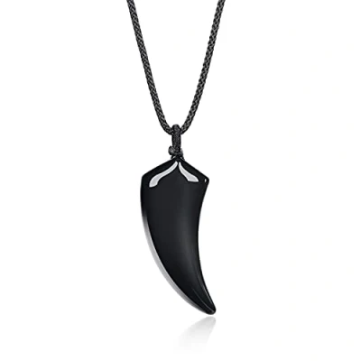 Afbeelding van COAI Wolventand helende kristallen ketting, Steen, Obsidiaan
