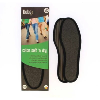 Afbeelding van DEBE Coton Soft &#039;n dry Grey Vocht absorberende en antibacteriële inlegzool in het Grijs 40