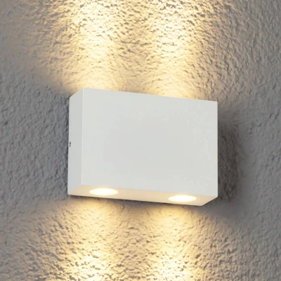 Afbeelding van Lucande LED wandlamp buiten 4lichts aluminium H: 9 cm wit Inclusief lichtbronnen