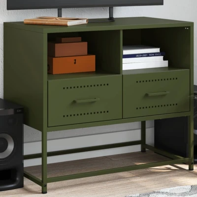 Afbeelding van Tv meubel 68x39x60,5 cm staal olijfgroen