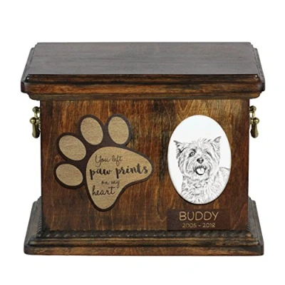 Afbeelding van Cairn Terrier urn hond gepersonaliseerde met foto voor hondenas.