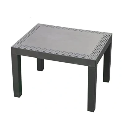Afbeelding van Spetebo Jack tuintafel antraciet met rotanlook 59 x 46 cm van kunststof balkontafel, eettafel, kleine weerbestendig