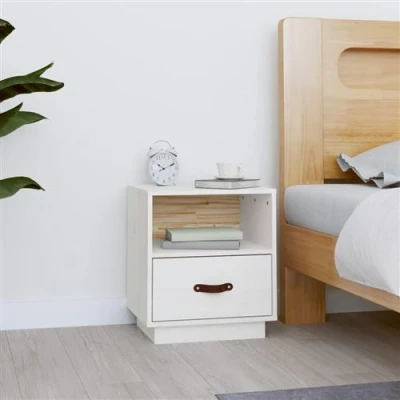 Afbeelding van Nachtkastje 40x34x45 cm massief grenenhout wit