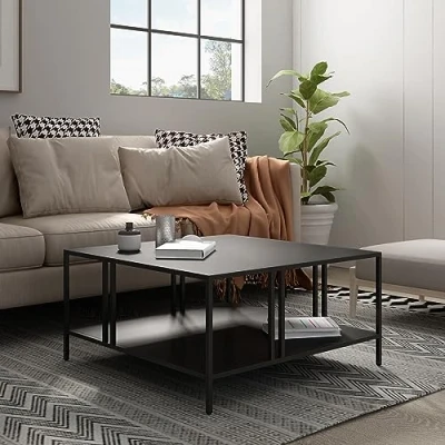 Afbeelding van Salontafel Kumlinge metaal 40x80x80 cm zwart