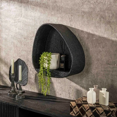 Afbeelding van Taro wandplank driehoek metallic zwart