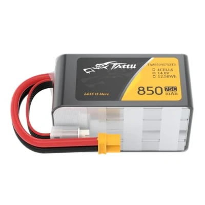Afbeelding van Tattu 4S Lipo RC batterij 850 mAh 75 C 14,8 V met XT30 aansluiting voor FPV Quadcopter Mini drone