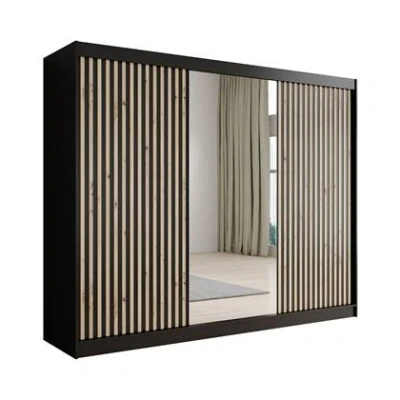 Afbeelding van Meubella Kledingkast Lisbon 2 Zwart 250 cm