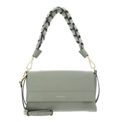 Afbeelding van COCCINELLE Leren schoudertas Boheme Grana Double Shoulder Bag Greenery / Rosette groene
