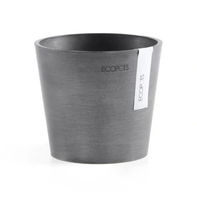 Afbeelding van Ecopots Amsterdam mini rond 13 cm grijs planten/bloembak pot