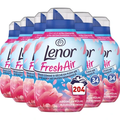 Afbeelding van 6x Lenor Wasverzachter Fresh Air Bloesem 34 Wasbeurten 476 ml
