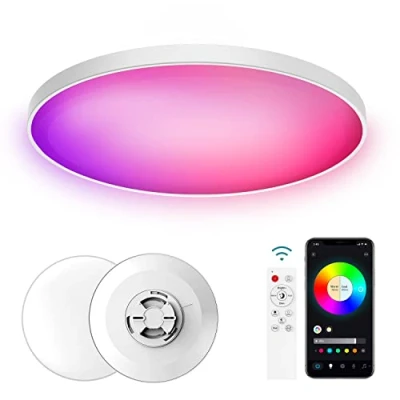 Afbeelding van Birnetek® Led plafondlamp, 30 W, RGB, rond, 2700 K, 6500 dimbaar, compatibel met Alexa, app bediening, afstandsbediening, voor slaapkamer, woonkamer, slaapkamer