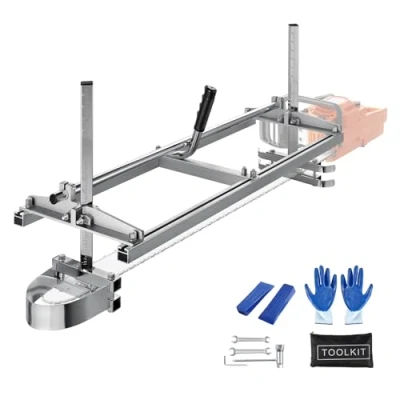 Image de VEVOR Gruminette Scierie Mobile Portable 355 914 mm Barre de Guidage en Acier Galvanisé avec Épaisseur Coupe 5,08 300 Transversale Moulin à Scie Chaîne Tronçonneuse pour Constructeurs