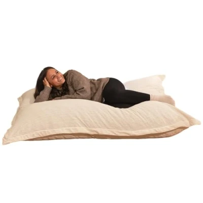 Afbeelding van Gigantische zitzak XXL voor binnen van corduroy, 180 x 140 cm, zacht, comfortabel en afneembaar, royaal gevoerd, volledige ontspanning, woonkamer, slaapkamer, jongeren, gamer (gebroken