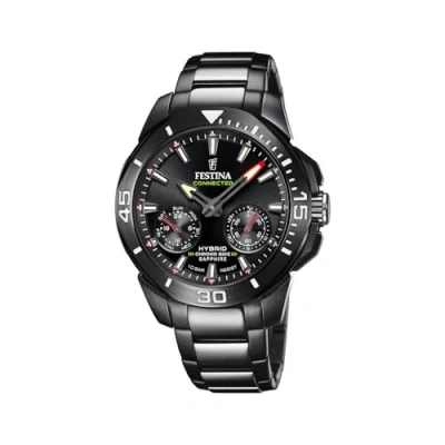 Afbeelding van Festina F20648/1 Heren Horloge Mineraalglas Roestvrijstaal/Staal Zwart Ø 47 mm Quartz Vouw/Vlindersluiting 10 ATM (zwemmen)