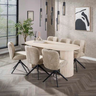 Afbeelding van Giles eettafel 180 cm keramiek naturel