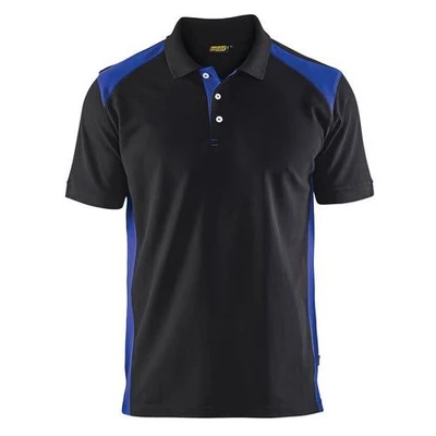 Image de Polo piqué noir/bleu roi