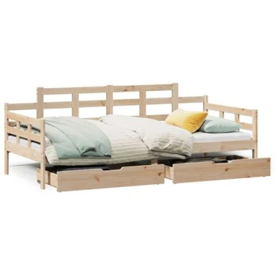 Image de vidaXL Lit de jour avec tiroirs sans matelas 80x200 cm bois massif3302122
